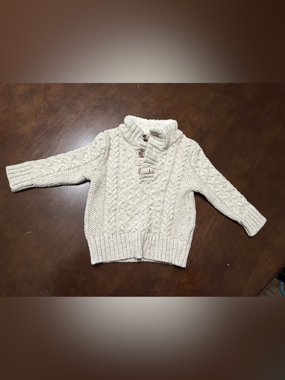 Cat & Jack Cream Cable-Knit Button Mock Neck Sweater